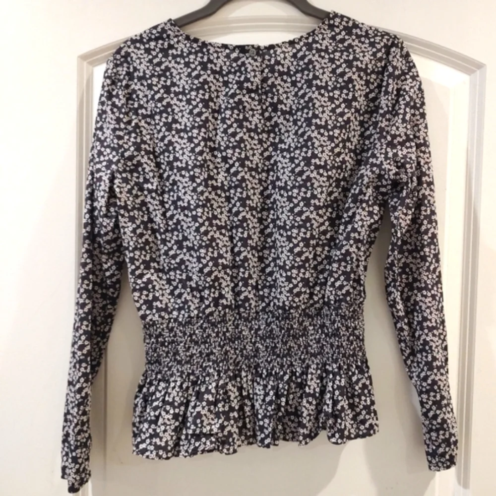 J. Crew Liberty Fabric Misti Valeria Floral Top Purple White Black Smock…